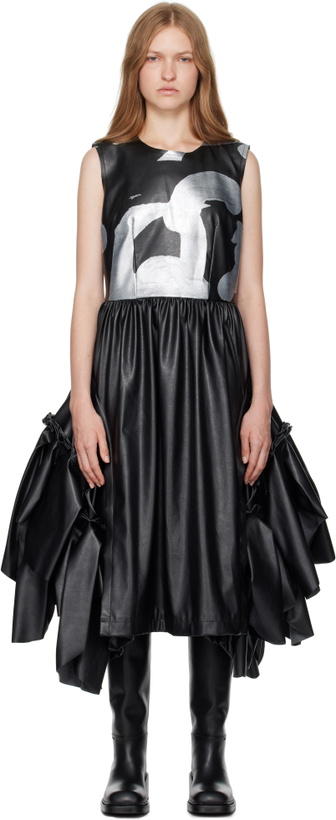 Photo: Comme des Garçons Black Faux Leather Printed Midi Dress