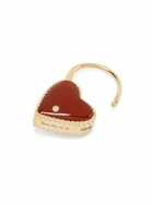Yvonne Léon 9K Gold Creole Cadenas Coeur Agate Single Drop Earring