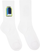 Casablanca White & Blue Gradient Arch Socks