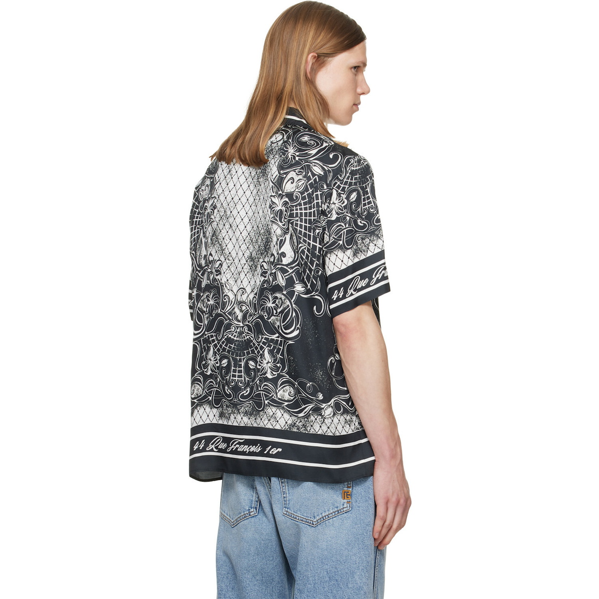 BALMAIN Gray Printed Foulard Pyjama Shirt