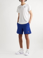 Nike Tennis - NikeCourt Heritage Straight-Leg Cotton-Blend Jersey Tennis Shorts - Blue