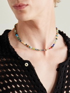 Luis Morais - 14-Karat Gold, Agate and Diamond Beaded Necklace