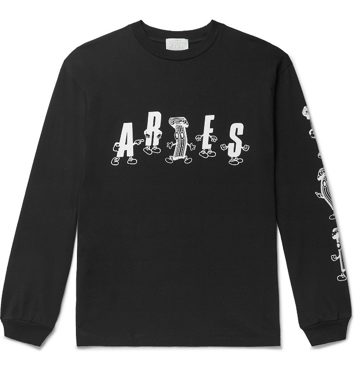 Photo: Aries - Printed Cotton-Jersey T-Shirt - Black