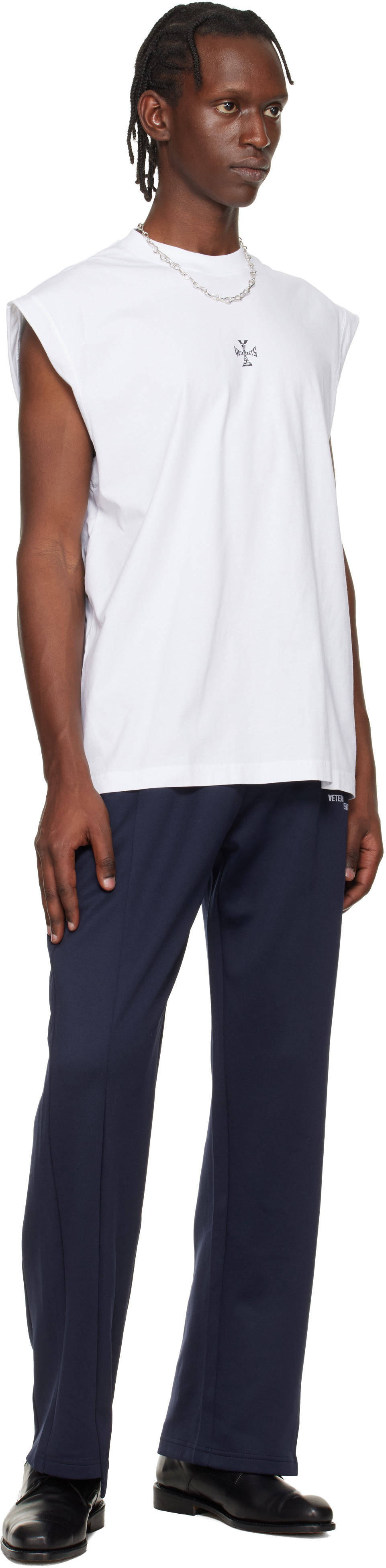 VETEMENTS White Cross Logo Sleeveless Top