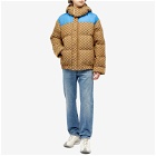 Gucci Men's GG Jacquard Hooded Down Jacket in Camel