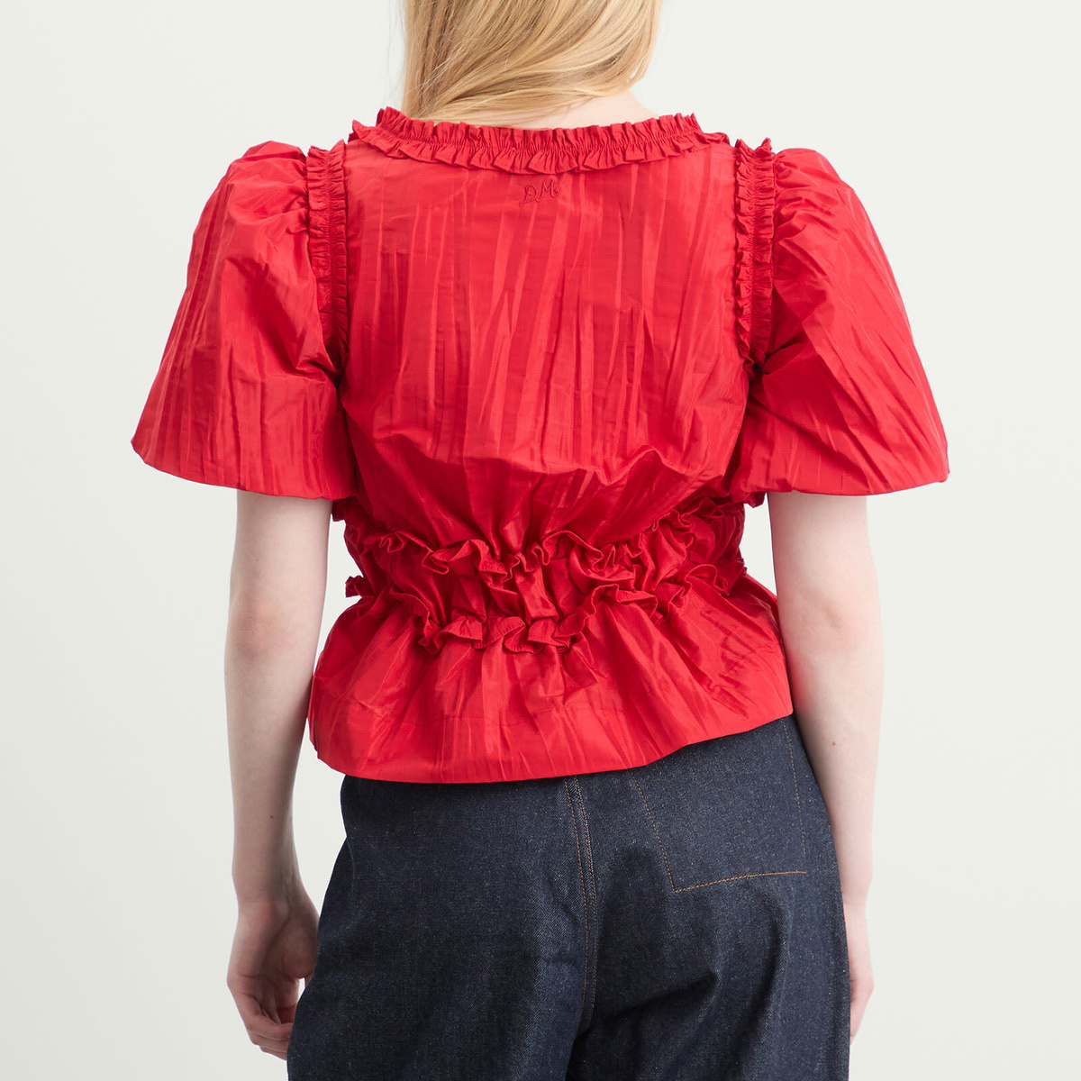 Damson Madder Women's Everly Ruffle Blouse in Red