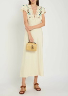 Rixo Amari Embroidered Linen-blend Midi Dress Cream