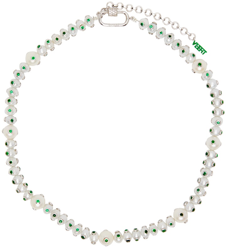 Photo: VEERT White Gold & Green Polka Dot Pearl Necklace
