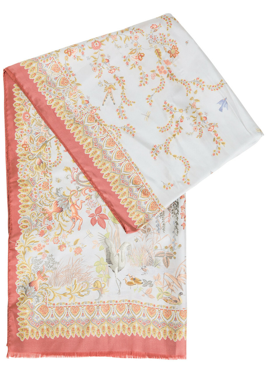 Etro Orfeo Printed Silk Scarf - Brown - One Size