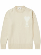 AMI PARIS - Logo-Intarsia Wool Sweater - Neutrals