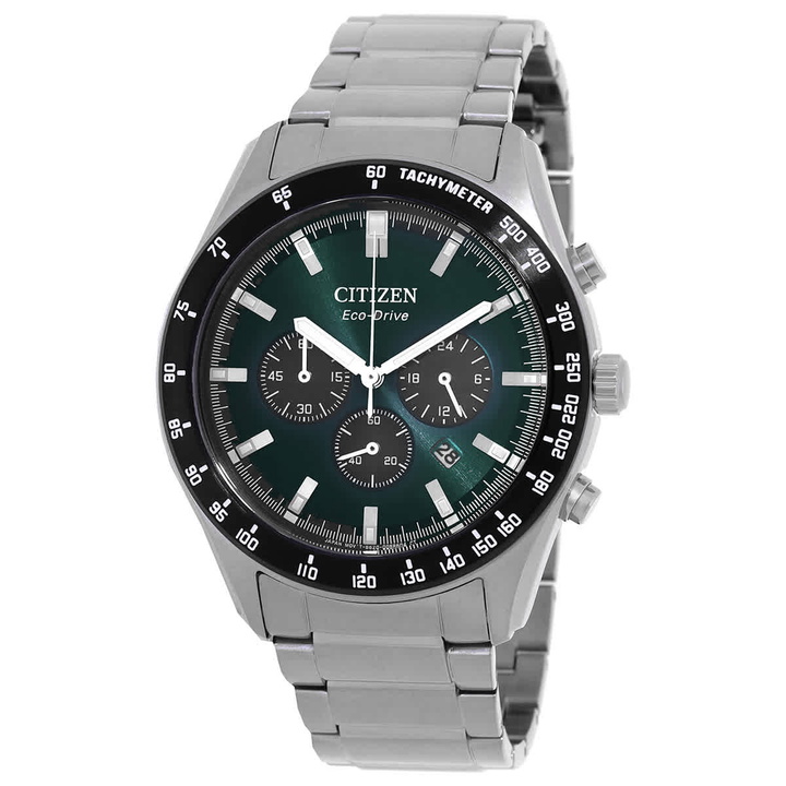 Photo: Citizen Eco-Drive Chronograph Green Dial Mens Watch CA4674-58X