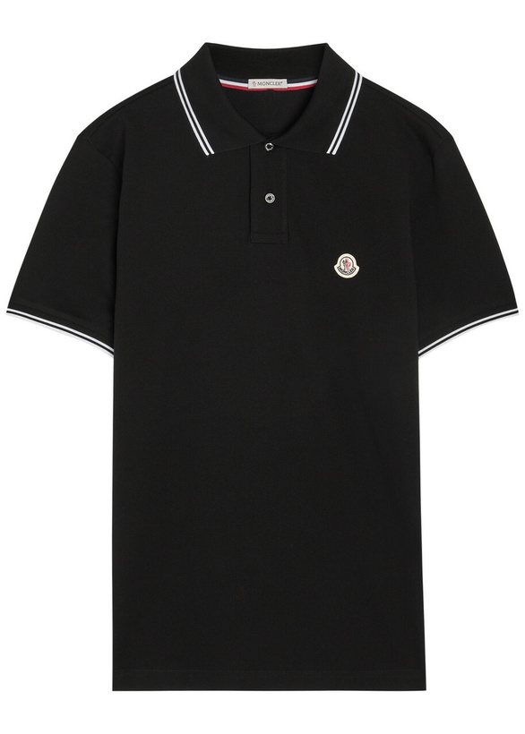 Photo: Moncler Logo-appliquéd Piqué Cotton Polo Shirt Black