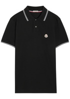 Moncler Logo-appliquéd Piqué Cotton Polo Shirt Black