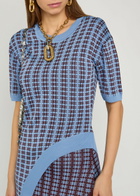 Rabanne Patterned Fine-knit Midi Dress Blue
