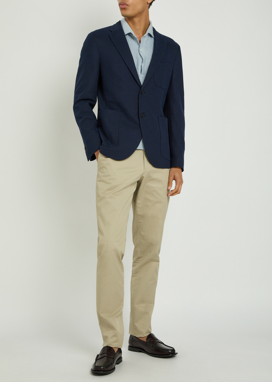 Slowear Textured Cotton Blazer Navy