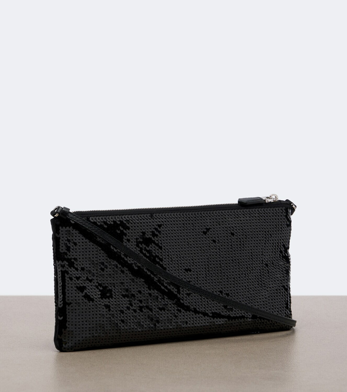 Prada Leather-trimmed sequined crossbody bag