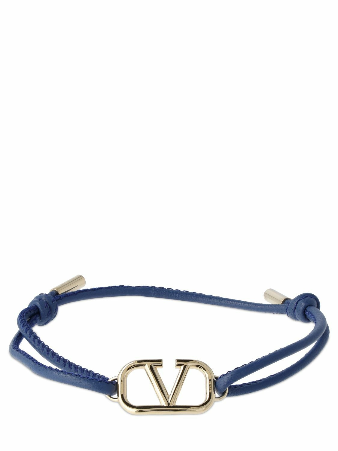 Photo: VALENTINO GARAVANI - V Logo Signature Leather Cord Bracelet