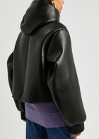 JW Anderson Hooded Padded Leather Jacket Black