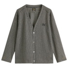 Needles Men's Woven V-Neck Cardigan in Black/Natural Grid