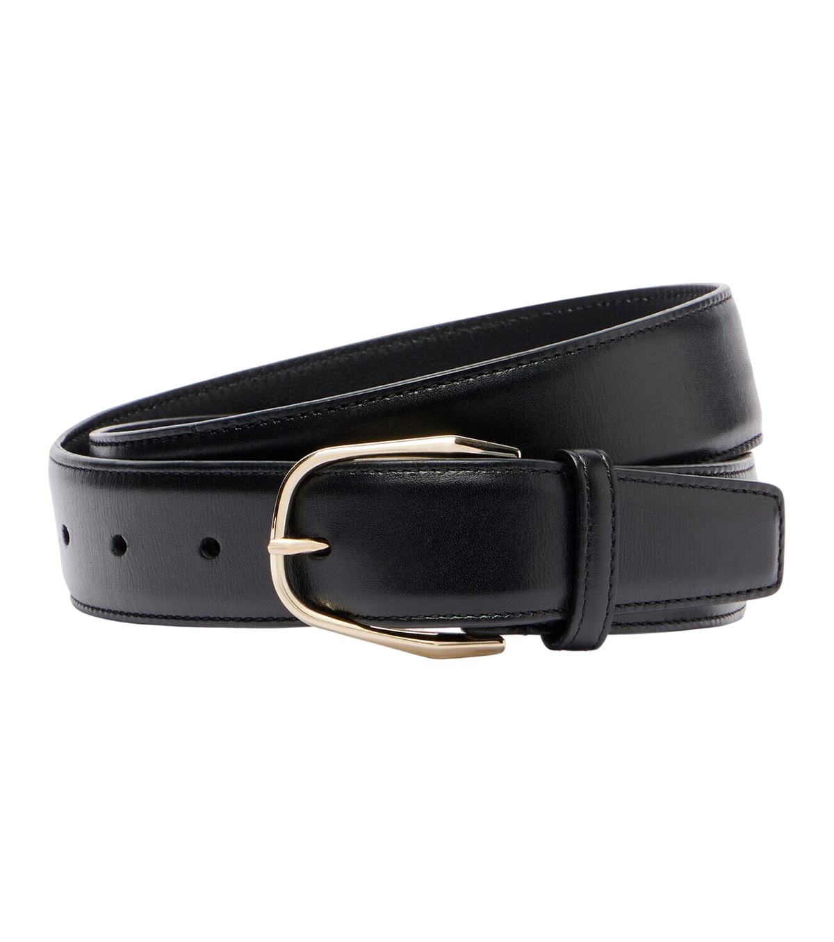 Saint Laurent Cassandre Logo Leather Belt Black Saint Laurent