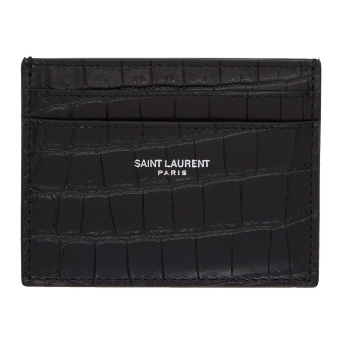 Photo: Saint Laurent Black Croc Logo Card Holder