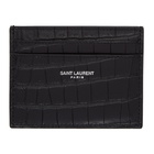 Saint Laurent Black Croc Logo Card Holder