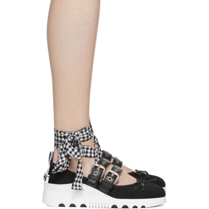 Miu Miu Black Double Band Ribbon Sneakers Miu Miu