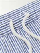 Polo Ralph Lauren - Mid-Length Straight-Leg Striped Cotton-Blend Seersucker Swim Shorts - Blue