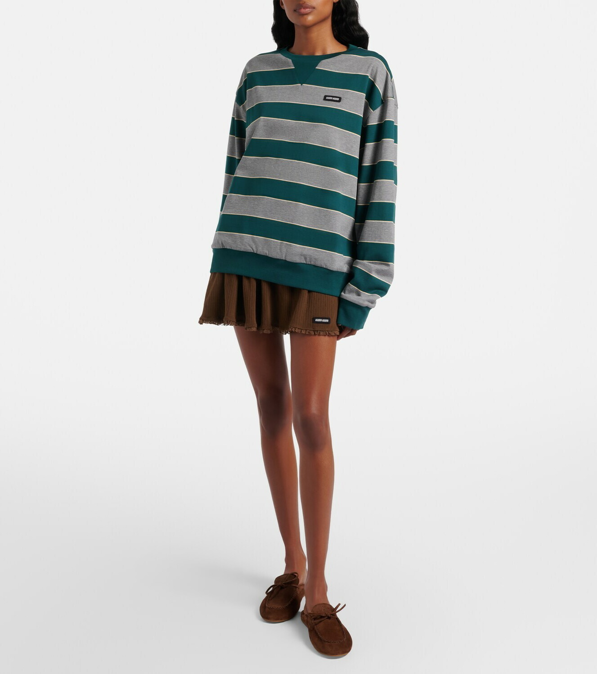 Miu Miu Oversized striped cotton jersey sweatshirt