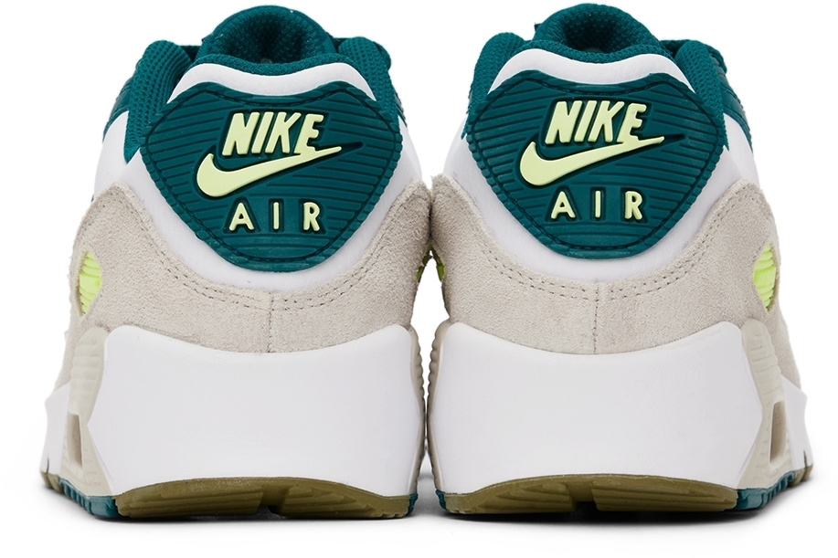 Nike Kids White & Green Air Max 90 Big Kids Sneakers Nike