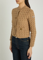 Moncler Cable-knit Cotton-blend Cardigan Brown
