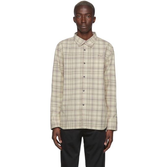 Photo: LHomme Rouge Off-White and Brown Work Overshirt