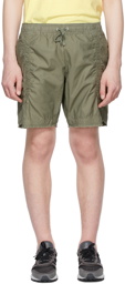 John Elliott Khaki Cotton Poplin Frame Shorts