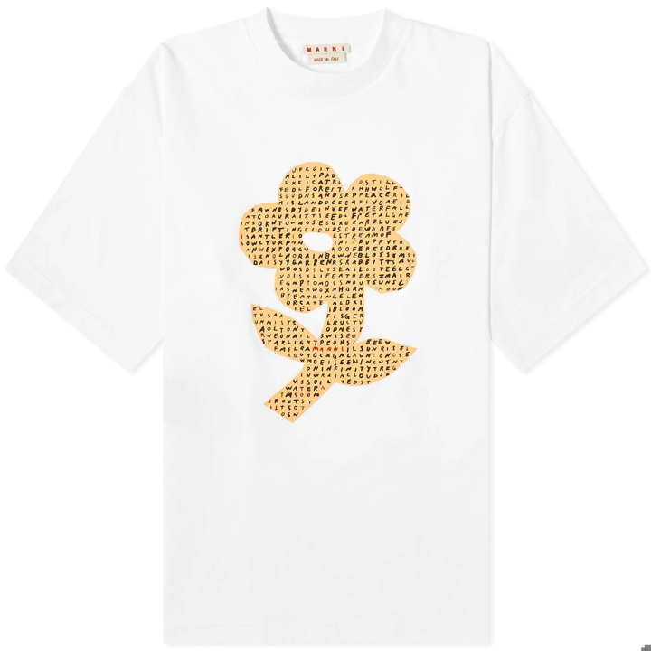 Photo: Marni Men's Flower Word Puzzle T-Shirt in Lily White