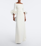 Safiyaa Belisa belted ruffled crêpe gown
