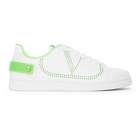 Valentino White and Green Valentino Garavani Backnet VLogo Sneakers