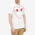 Comme des Garçons Play Men's Outline Heart Logo T-Shirt in White/Red