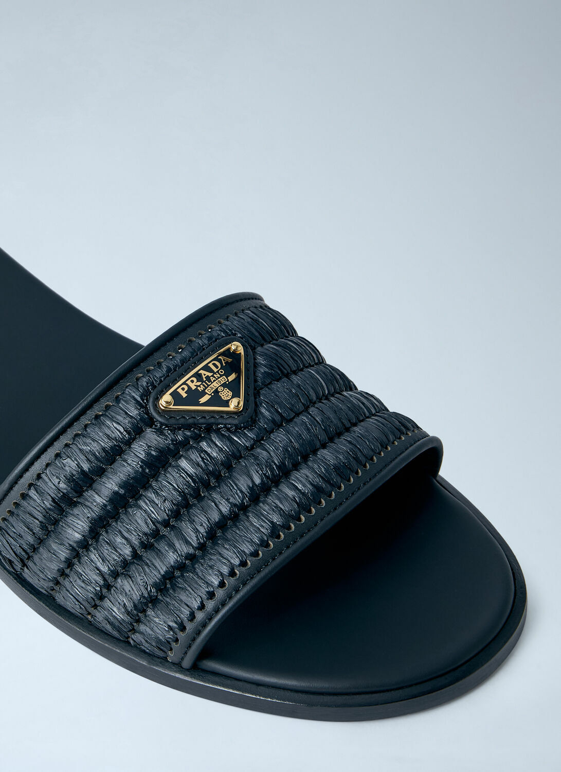 Prada Leather Slides With Crochet Details