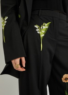 Stella Mccartney Floral-embroidered Straight-leg Trousers Black