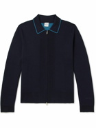 Paul Smith - Stretch-Merino Wool and Cotton-Blend Zip-Up Cardigan - Blue