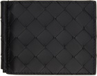 Bottega Veneta Black Intrecciato Money Clip Bifold Wallet