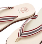 Brunello Cucinelli - Striped Webbing, Leather and Rubber Flip Flops - White