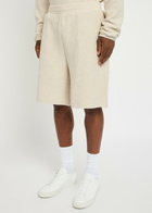 Ami Paris Logo-embroidered Towelling Cotton-blend Shorts Ivory