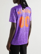 GOOD MORNING TAPES - Appliquéd Printed Mesh-Trimmed Recycled-Jersey T-Shirt - Purple