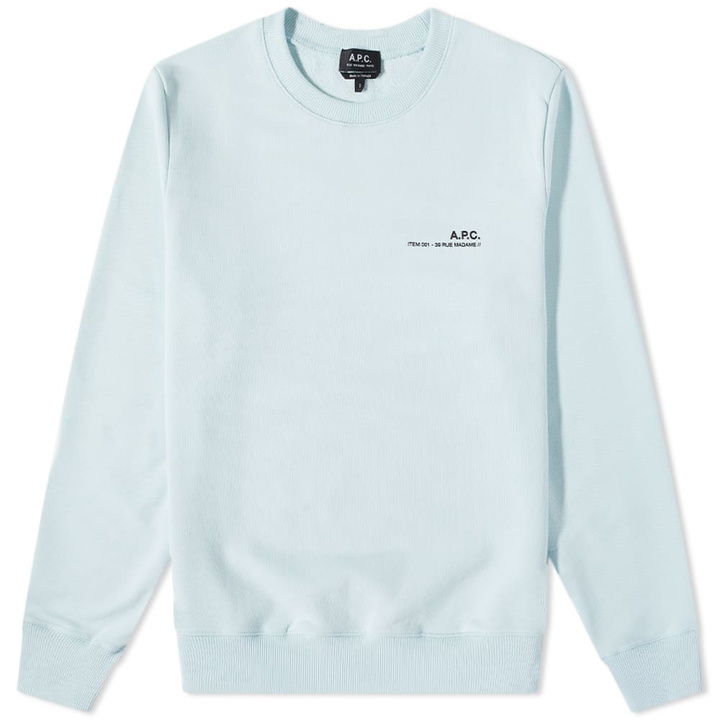 Photo: A.P.C. Men's Item Logo Crew Sweat in Light Blue