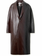 LOEWE - Oversized Dégradé Ostrich-Effect Leather Coat - Brown