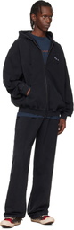 VETEMENTS Black Iconic Logo Zip-Up Hoodie