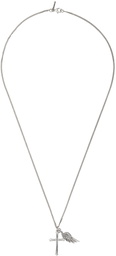 Emanuele Bicocchi Silver Cross & Wing Necklace