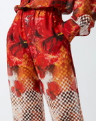 Pinko Lightweight Palazzo Trousers With Floral And Check Print Multicolour: Red/White
