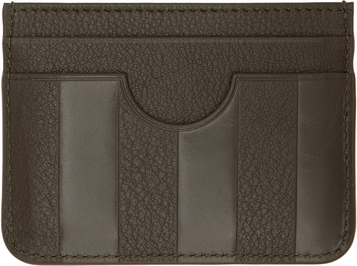 AMI Paris Khaki Leather Midi Card Holder